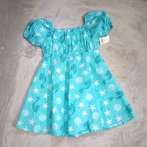NWT Girls Disney Little Mermaid Print Cotton Dress S 6-7